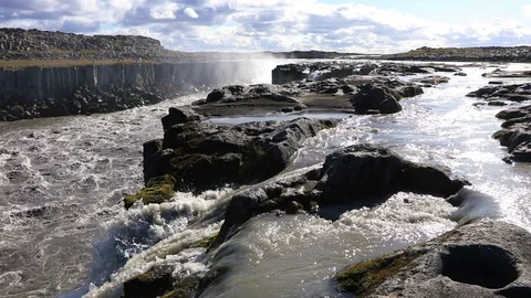 The powerful Selfoss waterfall in Iceland Stock Footage
