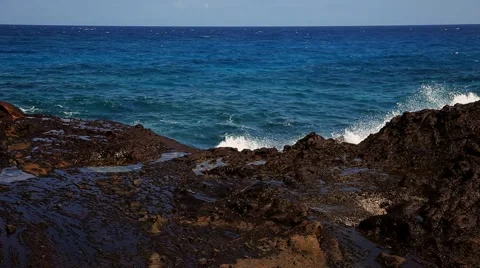 Powerful Shot Waves On The Rocks Stock-Footage 43165633