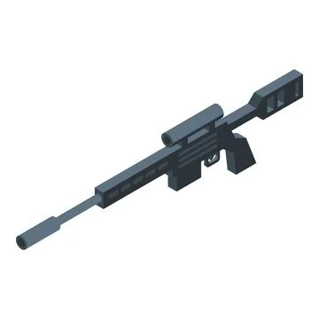 Powerful sniper rifle with scope isometric view for military or hunting conce 스톡 일러스트