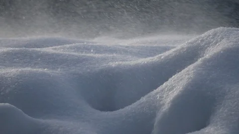 Powerful snowdrift over deep snow with relief surface close up. Stock Footage 86428733