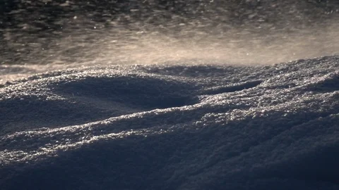 Powerful snowdrift over deep snow with relief surface close up Stock Footage 86429063