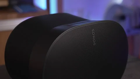 Powerful Sonos Era 300 Bluetooth Speaker, amazing sound system, 4K shot Stock Footage 298195507