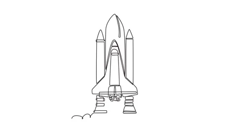 Powerful space shuttle vehicle with rocket boosters standing on ground Stock Footage 337947528