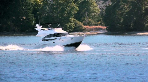 Powerful Speeding Boat, Slow Motion Stock Footage 39507804