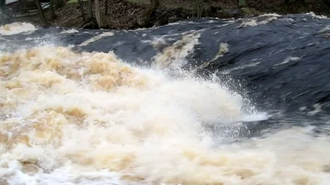 Powerful spring flood Stock Footage 84759931