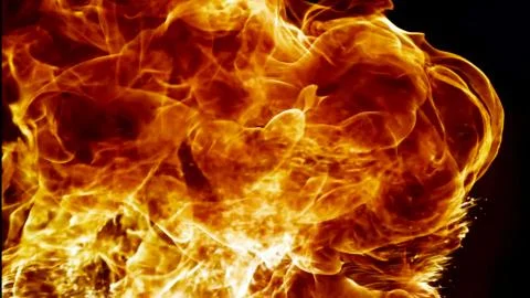 Powerful stream of fire during an explosion Stock Photos