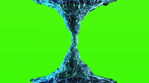 A powerful stream of water that rises up on a green background Video stock 80057969
