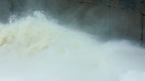 Powerful stream of water, splashes and waves Stock Footage 78706991