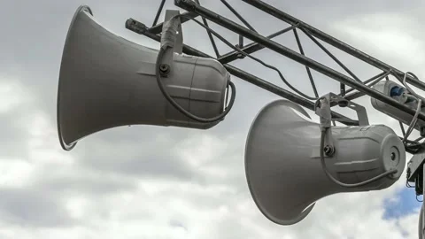 Powerful street loudspeakers Stock Footage 149805434