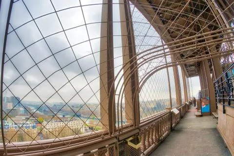 Powerful structure of Eiffel Tower, wide angle view 写真素材