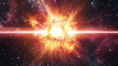 Powerful supernova explosion in deep space with glowing cosmic gas. Stock Footage 330099911