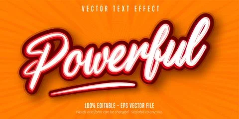 Powerful text, pop art style editable text effect Stock Illustration