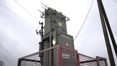 A powerful three-phase power transformer Stock Footage 321826773