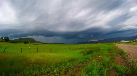 Powerful Thunderstorm Mountain Valley Time Lapse Stock Footage 40463824