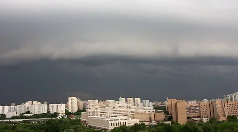 Powerful thunderstorm over the city, timelapse, Moscow Видео 54026873