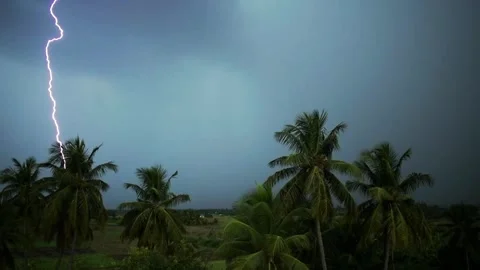 Powerful Thunderstorm slow motion Stock Footage 313294550