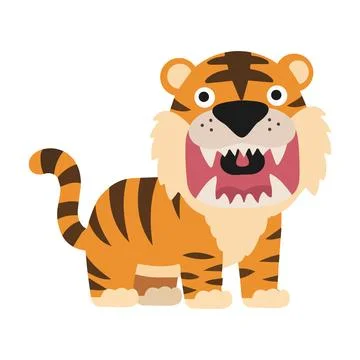 Powerful Tiger Roaring in Action Stock Illustration