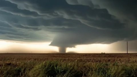 Powerful Tornado and Tornadic Supercell. Time Lapse Video Stock Footage 344237647