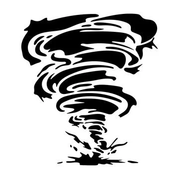 Powerful Tornado Funnel Cloud Silhouette Vector Illustration Stock Illustration