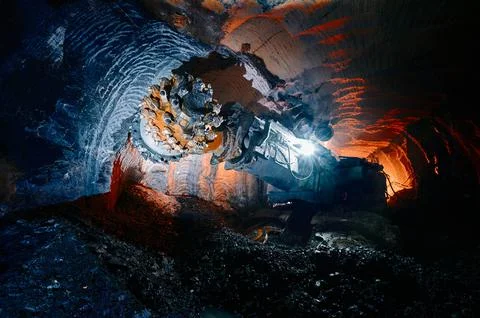 Powerful tunneling machine with large borax underground Stock Photos