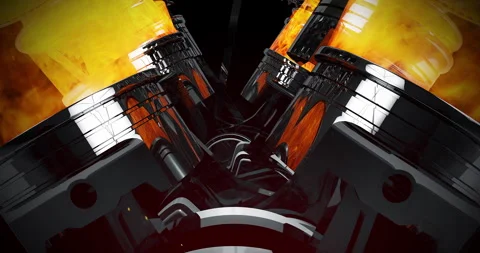 Powerful V8 engine animation demonstrating mechanical energy and motion. Stock Footage 320635351