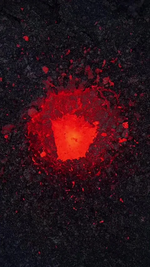 Powerful Volcanic Eruption Releases Streams of Molten Lava Stock Footage 321040908