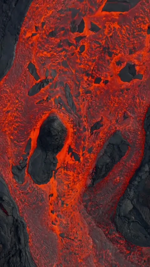 Powerful Volcanic Eruption Releases Streams of Molten Lava Stock Footage 321040978