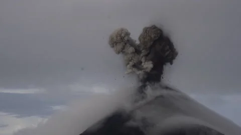 Powerful Volcano Eruption Closeup with Lava - Fuego Volcano - 5x slow motion Stock Footage 202329047