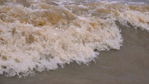 Powerful wake in fresh water river flowing over itself slow motion detail Stock-Footage 87703435