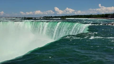 Powerful water rushing over the edge of Niagara Falls Horseshoe Edge, close up Stock Footage 342551459