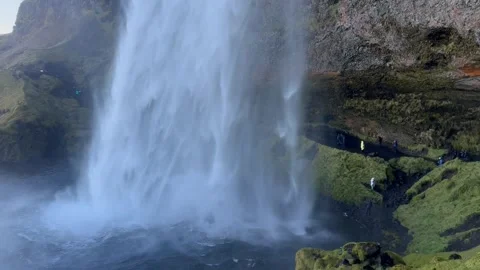 Powerful Waterfall Cascading Down Cliffs in Iceland Stock Footage 277954250