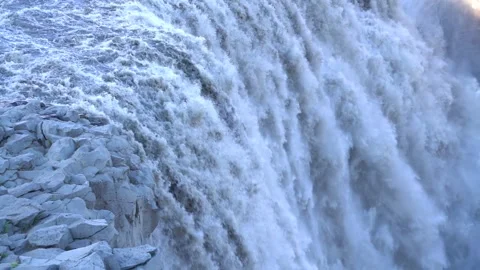 Powerful Waterfall Close Up Dettifoss Iceland Stock Footage 256715185