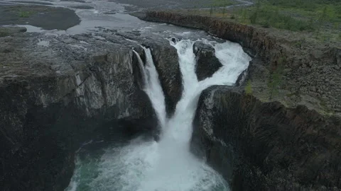Powerful waterfall on the plateau. Stock Footage 138179365