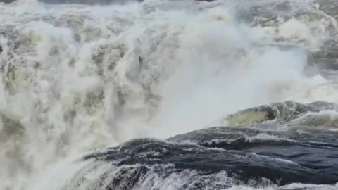 Powerful Waterfall Rapids with White Foam - Seamless Loop Stock Footage 334651763