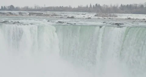 Powerful waterfall surging through rocks, Niagara Falls, (no color grade) Video stock 293091599