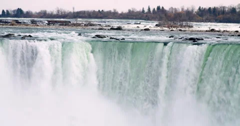 Powerful waterfall surging through rocks, Niagara Falls, Ontario Stock Footage 293091852