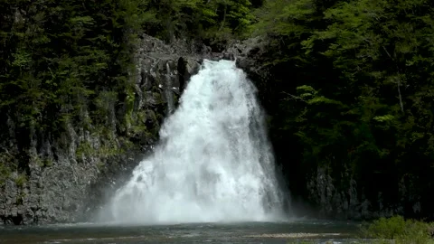 Powerful waterfall of thawed water Video stock 145068124