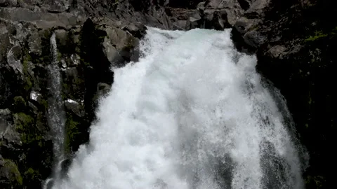 Powerful waterfall of thawed water Stock Footage 145068152