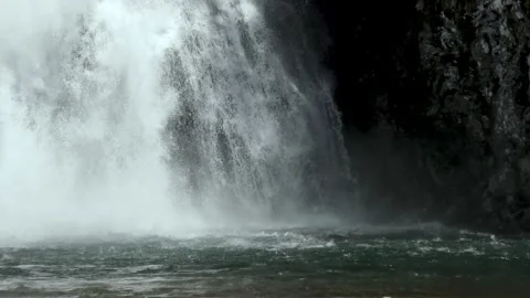 Powerful waterfall of thawed water Stock Footage 145068153