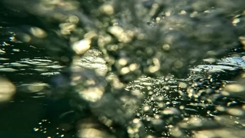 Powerful wave breaks underwater turbulence, strong wave crashing, clouds. Видео 284897226