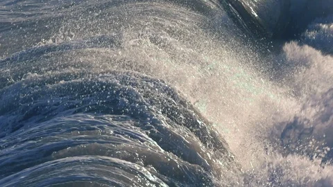 Powerful Wave Curls On Hawaii's North Shore, Slow Motion Stock Footage