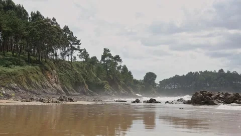 Powerful Waves and Stormy Seas: A Scenic Coastal Adventure Stock Footage 247257704