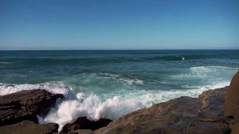 Powerful waves of the Atlantic Ocean. Waves and rocks of the Atlantic Ocean. Bea Stock Footage 294638183