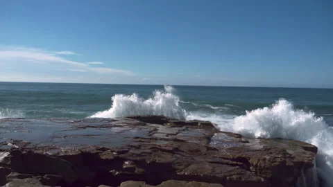 Powerful waves of the Atlantic Ocean. Waves and rocks of the Atlantic Ocean. Bea Stock Footage 294638207