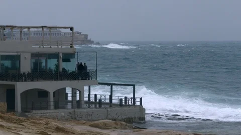 Powerful waves at Malta coast Stock Footage 89135103