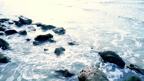 Powerful waves of the  Ocean. Waves and rocks of the  Ocean. Beautiful seascape. Video stock 313650869