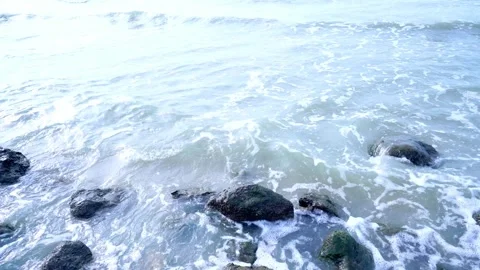 Powerful waves of the  Ocean. Waves and rocks of the  Ocean. Beautiful seascape. Stock Footage 313651302