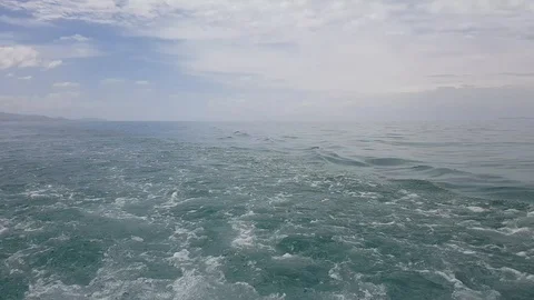 Powerful waves pulled out from fast moving boat. Stock Footage 109502925