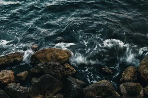 Powerful Waves on Rocks Stock Photos