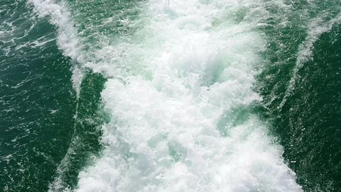 Powerful of waves from ship in ocean. Stock Footage 87900450